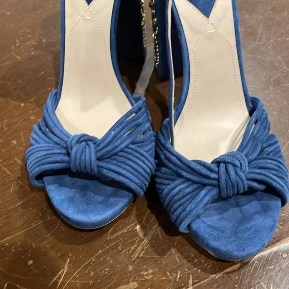 ELIE SAAB Women's Slingback Block Heel Sandal Size EU 38 In Blue - Picture 5 of 9